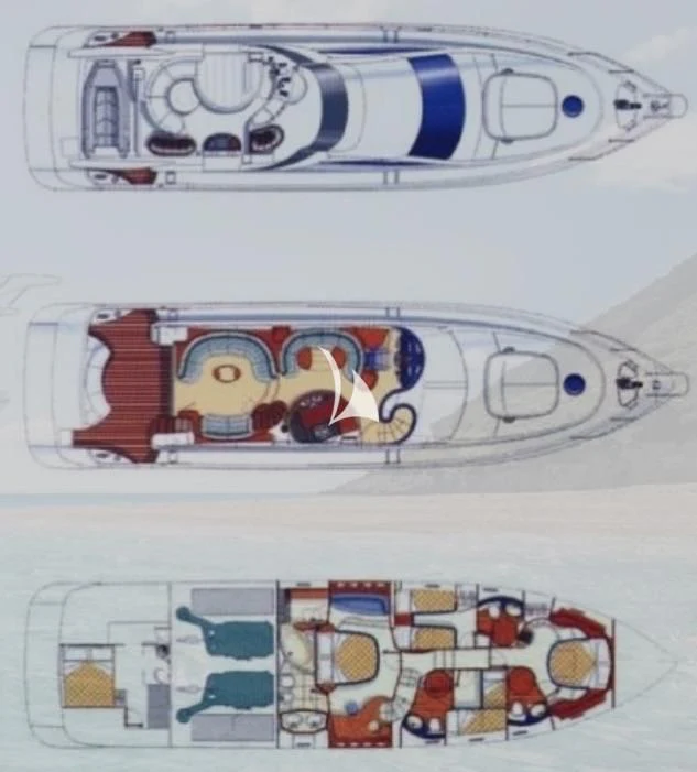 a collage of photos of a cartoon character on a white wall aboard MANU Yacht for Charter