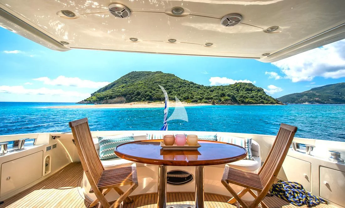 a table on a boat aboard MANU Yacht for Charter