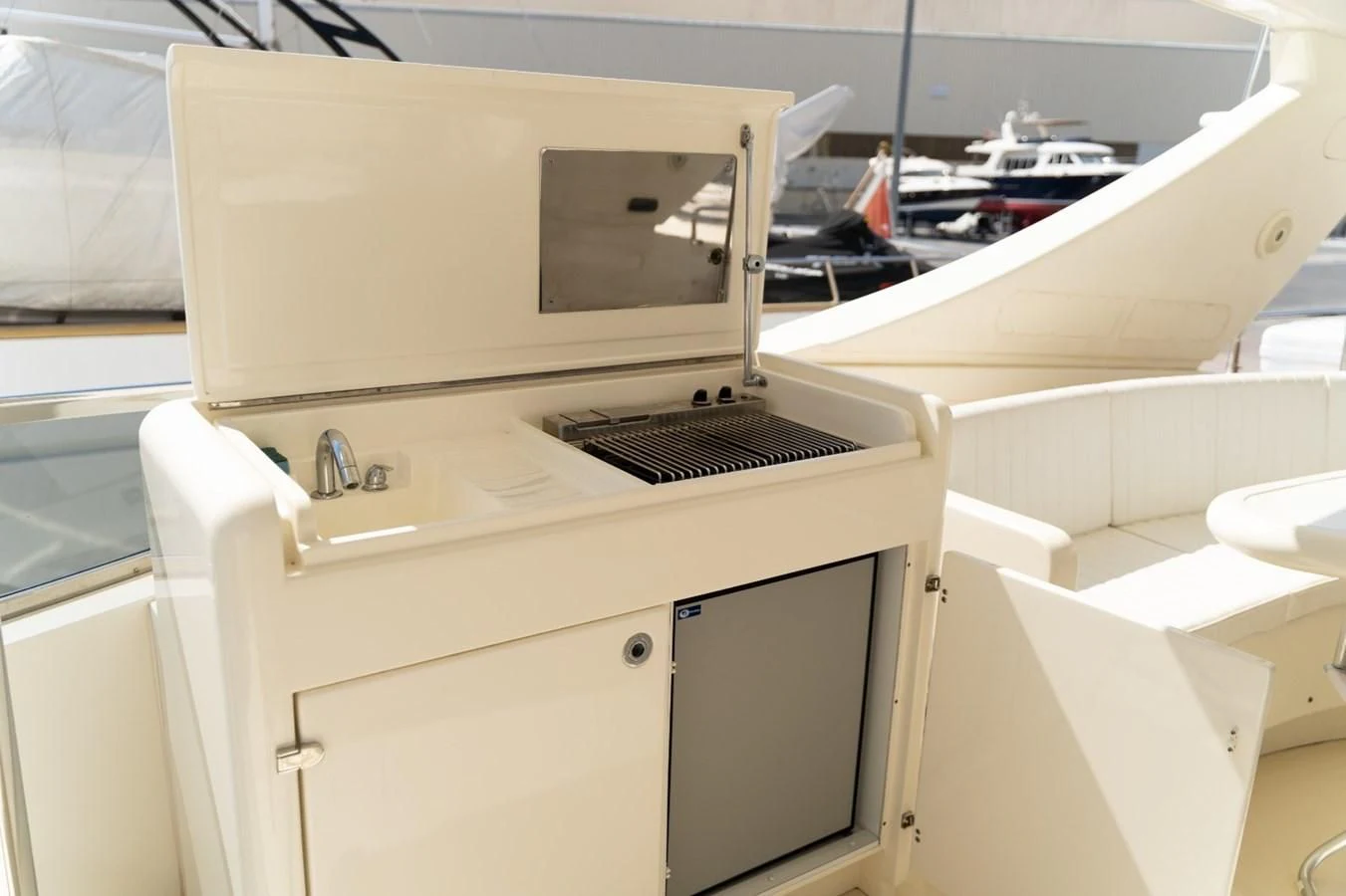 a laptop on a counter aboard ALPINN Yacht for Sale
