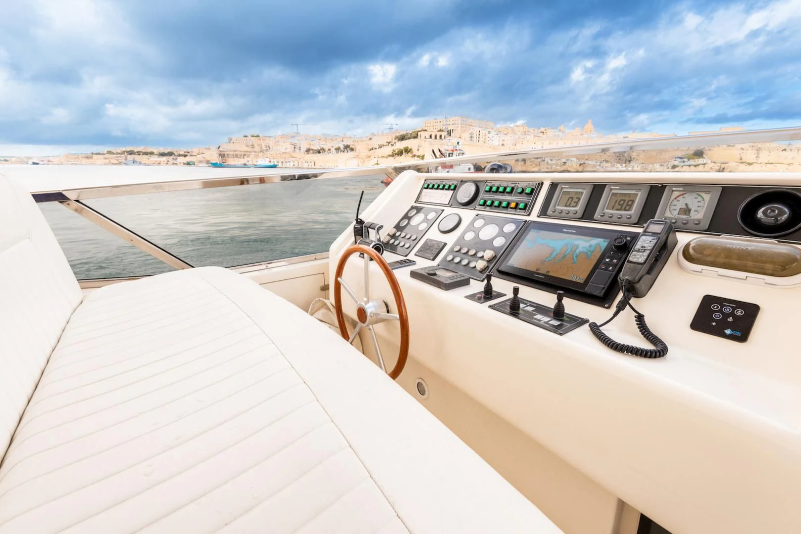the cockpit of a plane aboard ALPINN Yacht for Sale