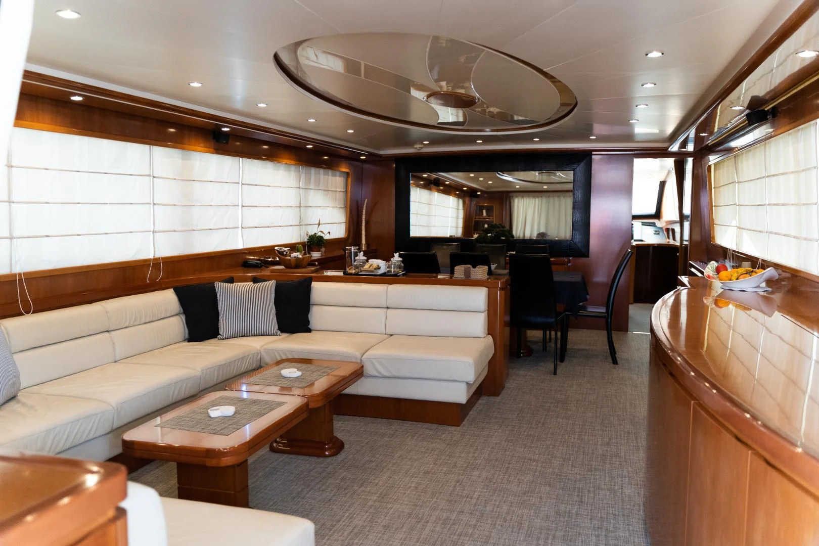 a large living room with a large open window aboard ALPINN Yacht for Sale