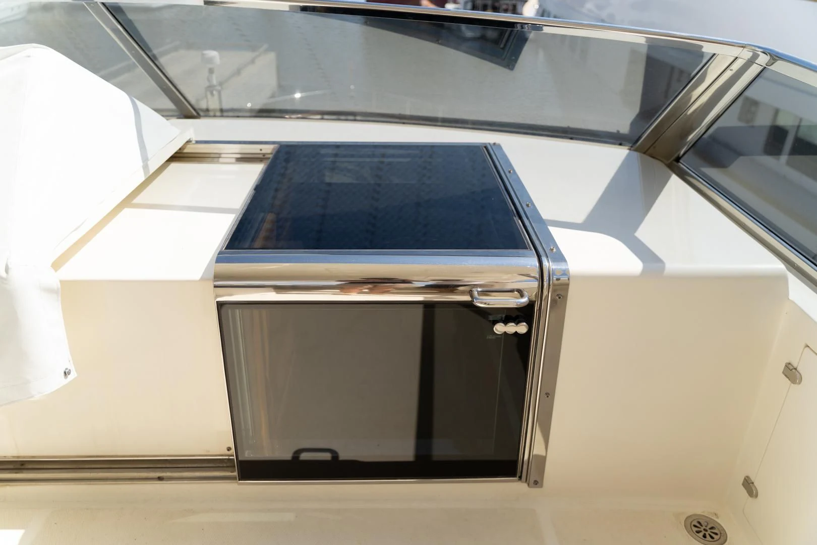a black rectangular object on a white surface aboard ALPINN Yacht for Sale