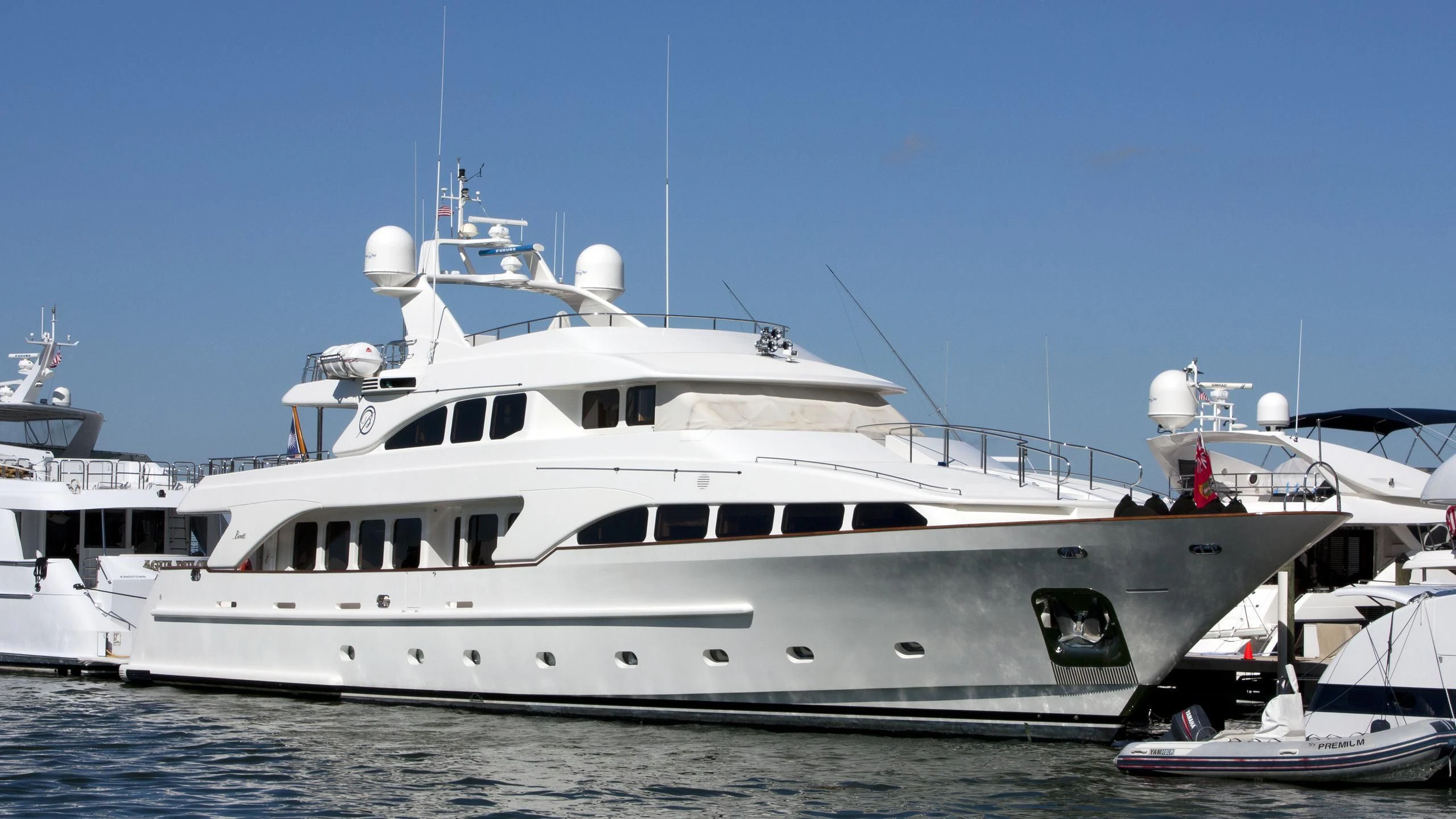 a large white yacht aboard BACCHUS Yacht for Sale