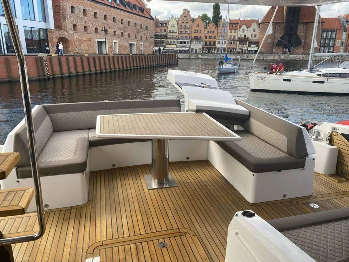 a table on a boat aboard GALEON 640 Yacht for Sale