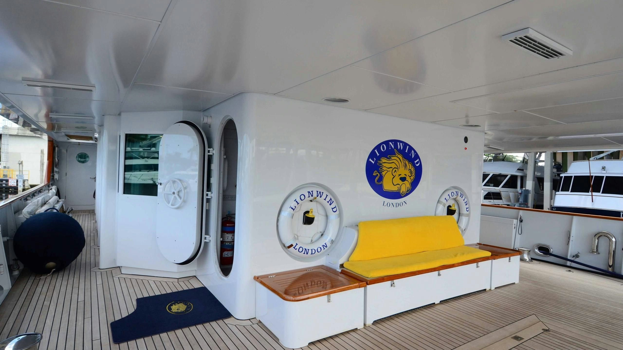 a room with a large washing machine aboard KORU Yacht for Charter