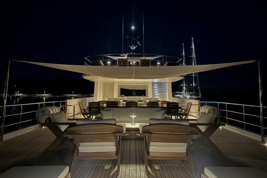 a large room with a large pool aboard KORU Yacht for Charter