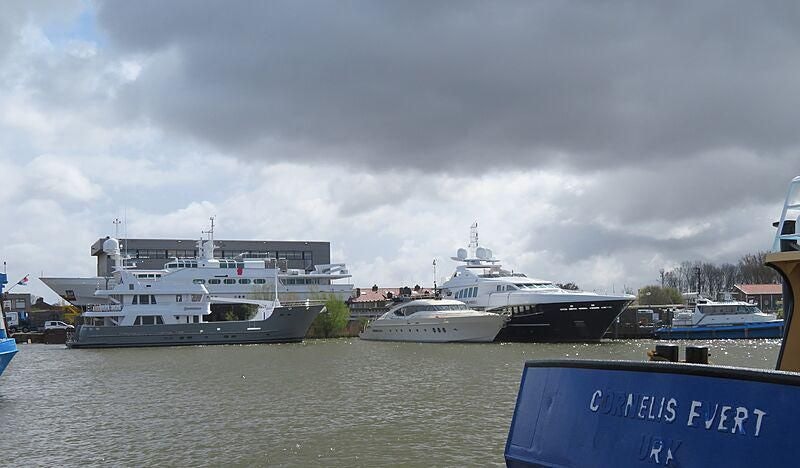 a group of boats docked aboard KORU Yacht for Charter