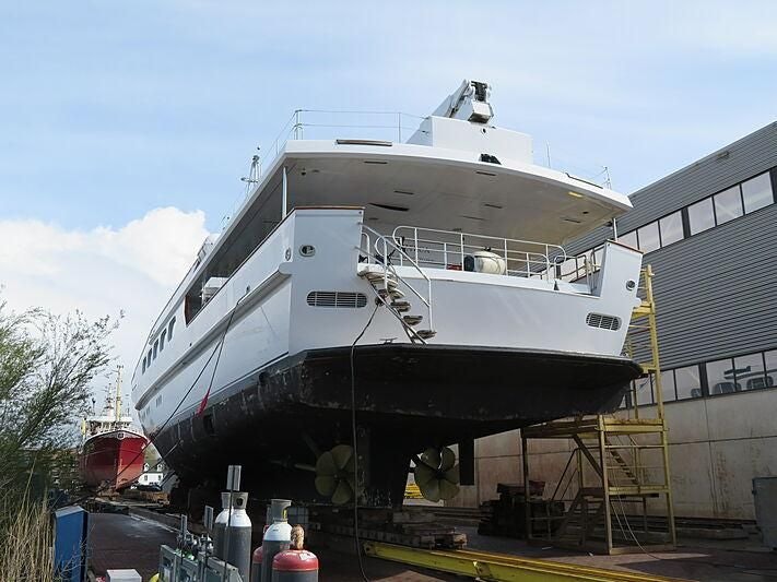 a large white ship aboard KORU Yacht for Charter