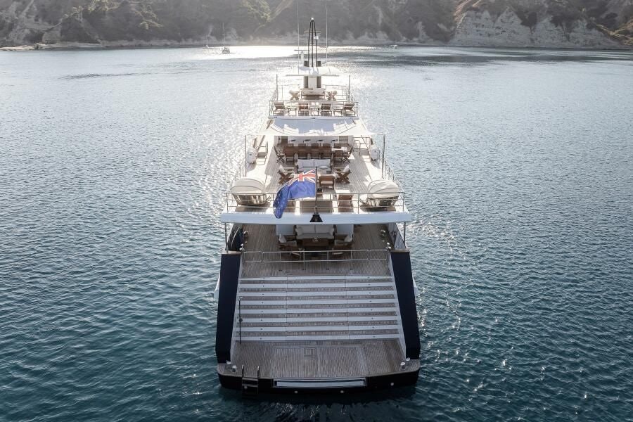 a large ship in the water aboard KORU Yacht for Charter