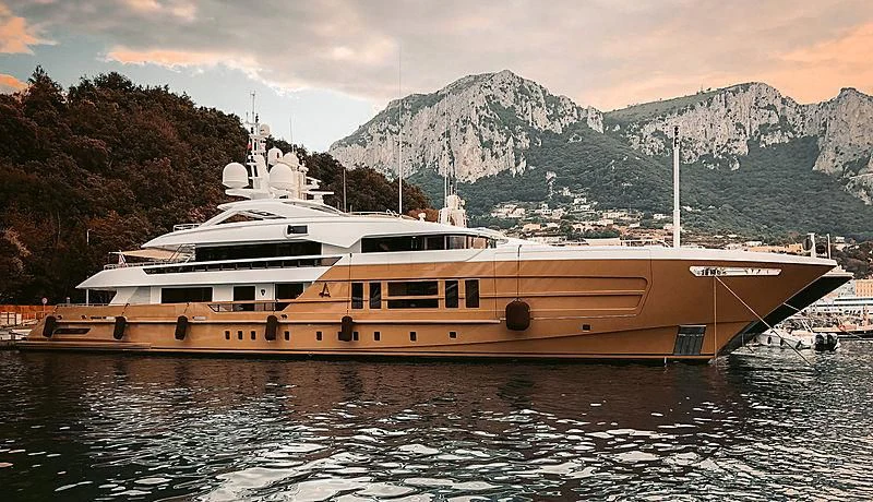 a boat on the water aboard AZAMANTA Yacht for Sale