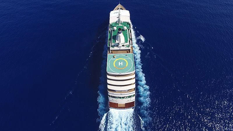 a rocket blasting off aboard FULK AL SALAMAH Yacht for Sale