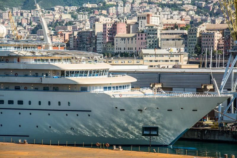 a large ship in the water aboard FULK AL SALAMAH Yacht for Sale