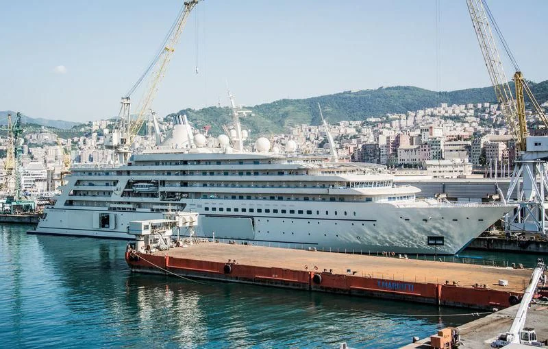 a large ship docked aboard FULK AL SALAMAH Yacht for Sale
