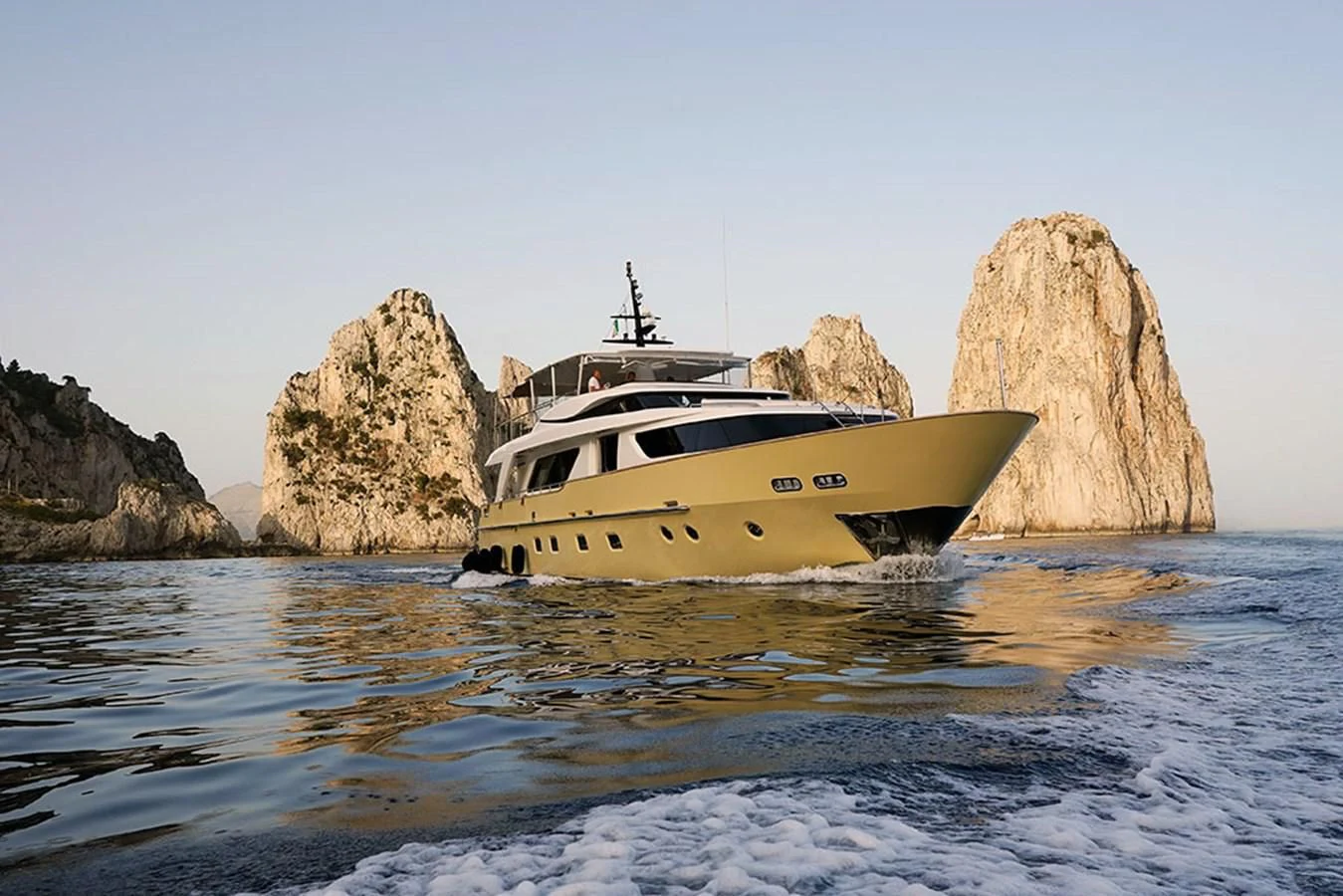 a boat in the water aboard AKUA Yacht for Sale