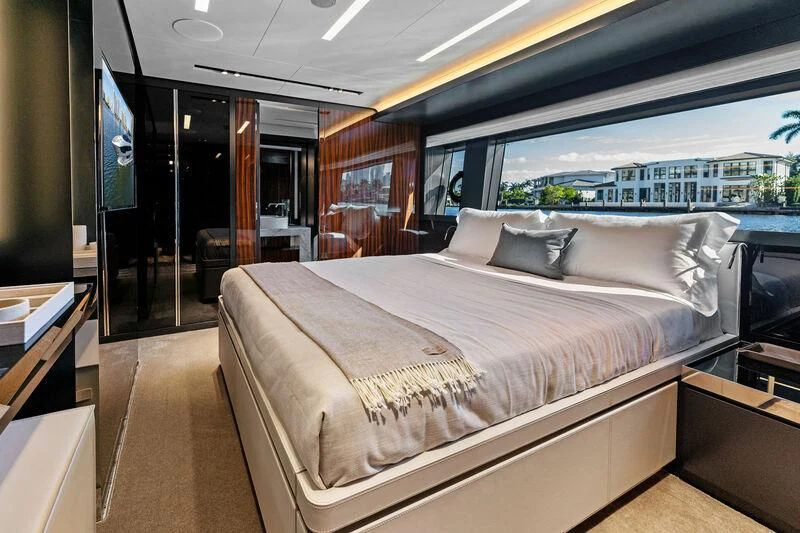 a bed in a room aboard BESO Yacht for Sale