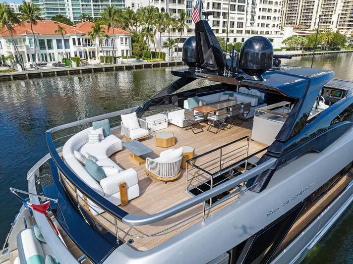 a boat with a satellite dish on it aboard BESO Yacht for Sale
