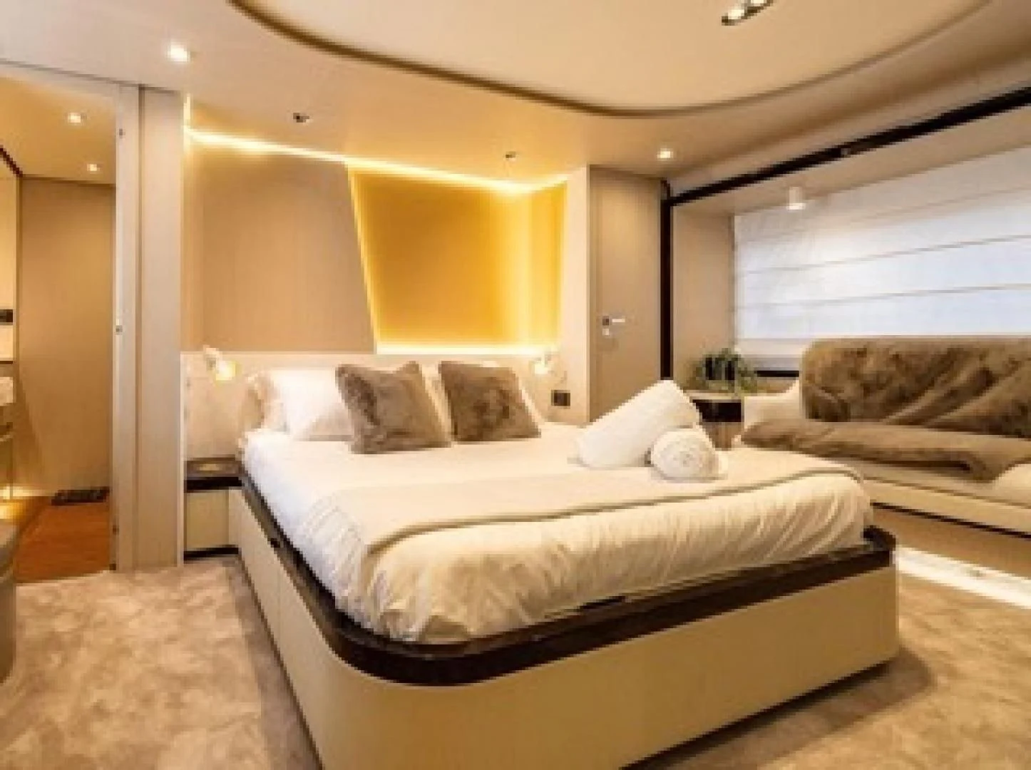a room with two beds aboard SUN LIFE Yacht for Sale