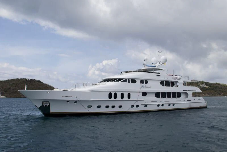 a white yacht in the water aboard NO COMMENT Yacht for Sale