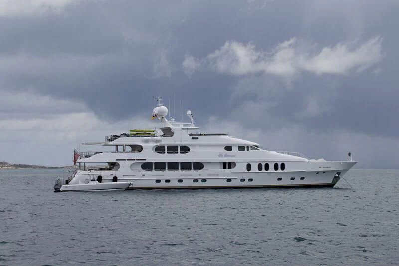 a white yacht in the water aboard NO COMMENT Yacht for Sale