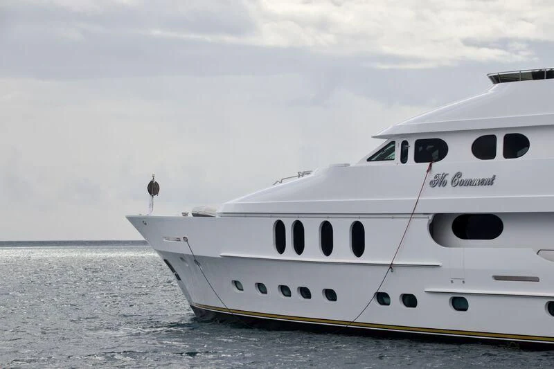 a white yacht in the water aboard NO COMMENT Yacht for Sale