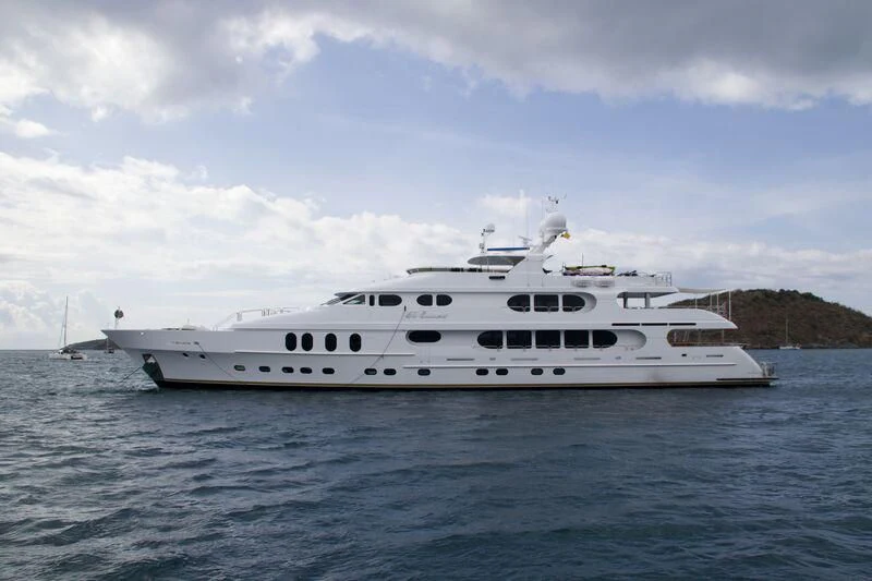 a white yacht in the water aboard NO COMMENT Yacht for Sale