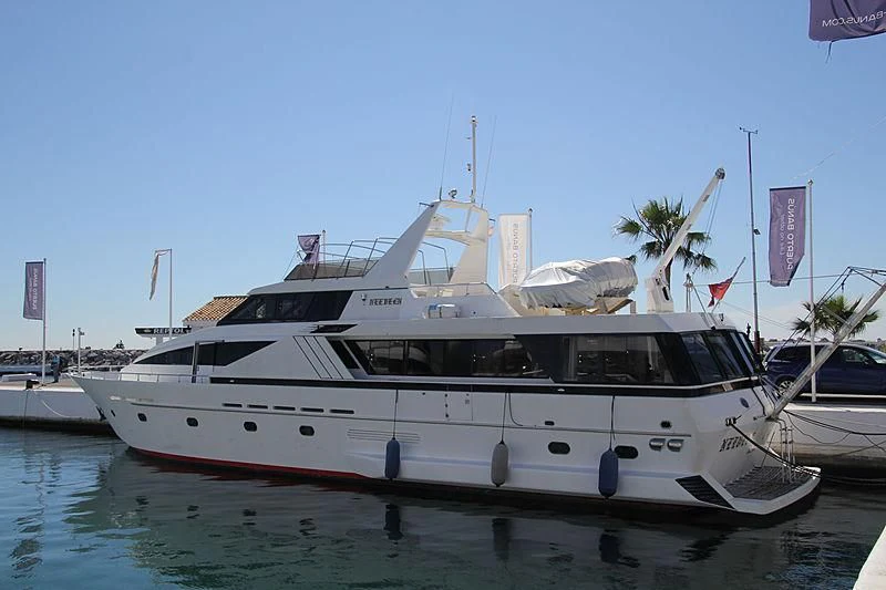 a boat docked at a pier aboard NEEVEEN Yacht for Sale