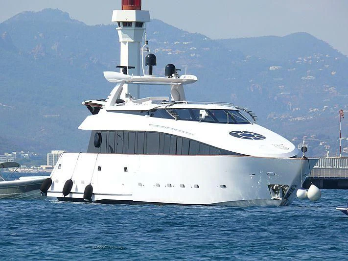 a large white yacht aboard L'OR Yacht for Sale