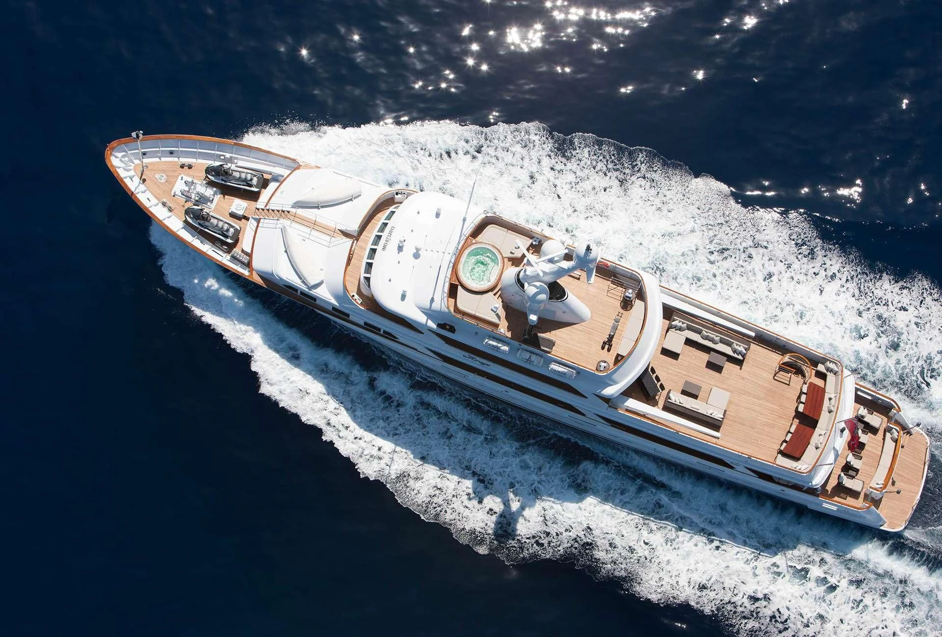 a space ship in space aboard MIRAGE Yacht for Sale