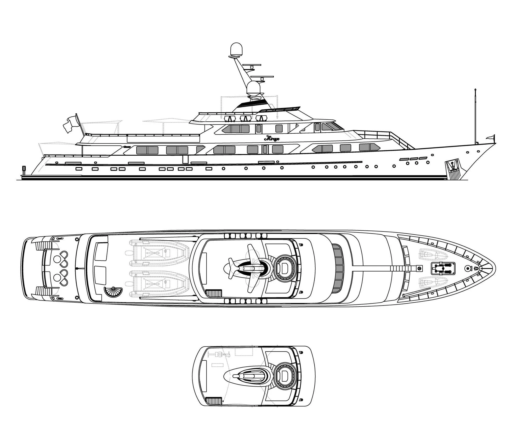 diagram, engineering drawing aboard MIRAGE Yacht for Sale