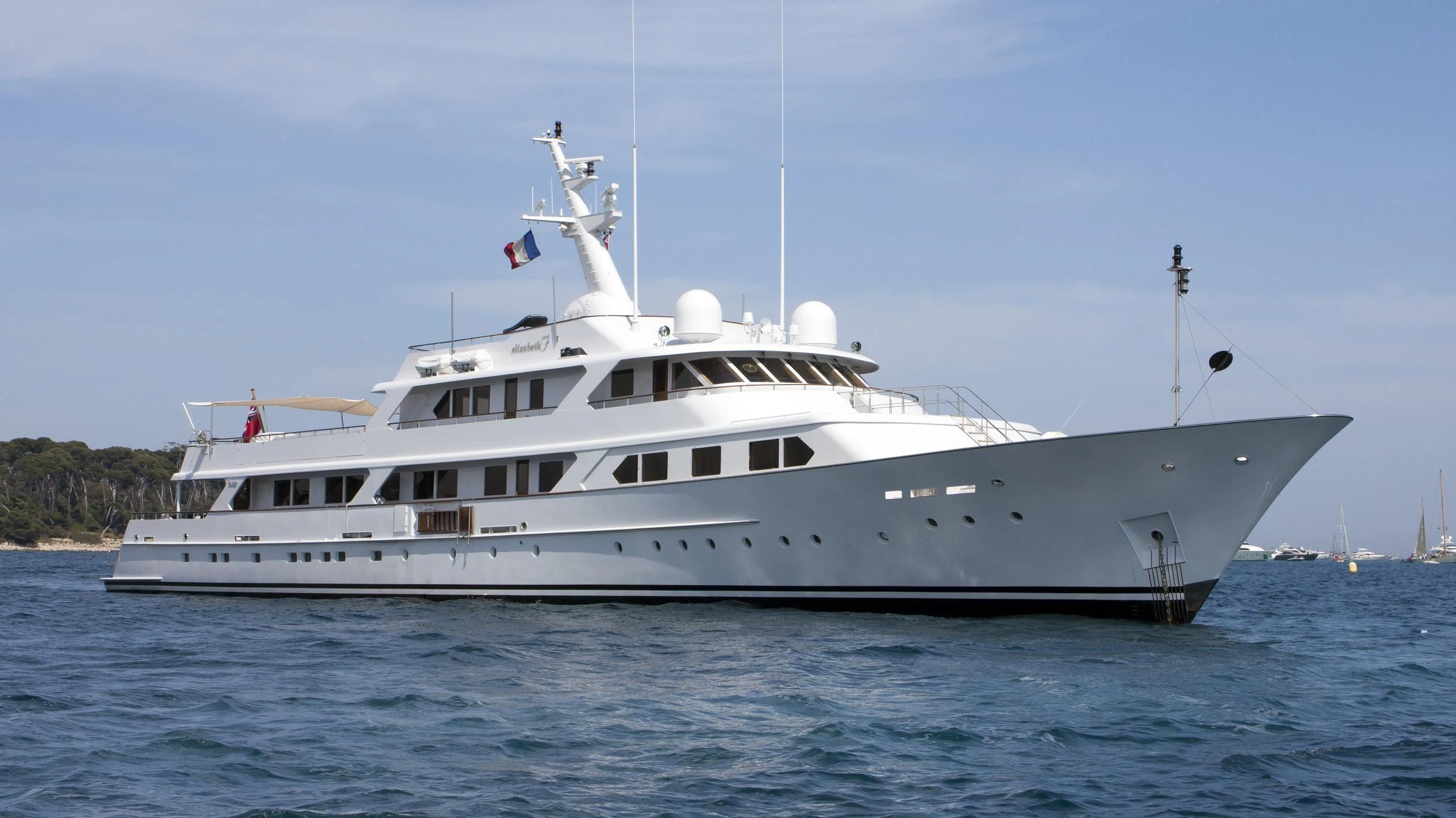 a large white yacht aboard MIRAGE Yacht for Sale