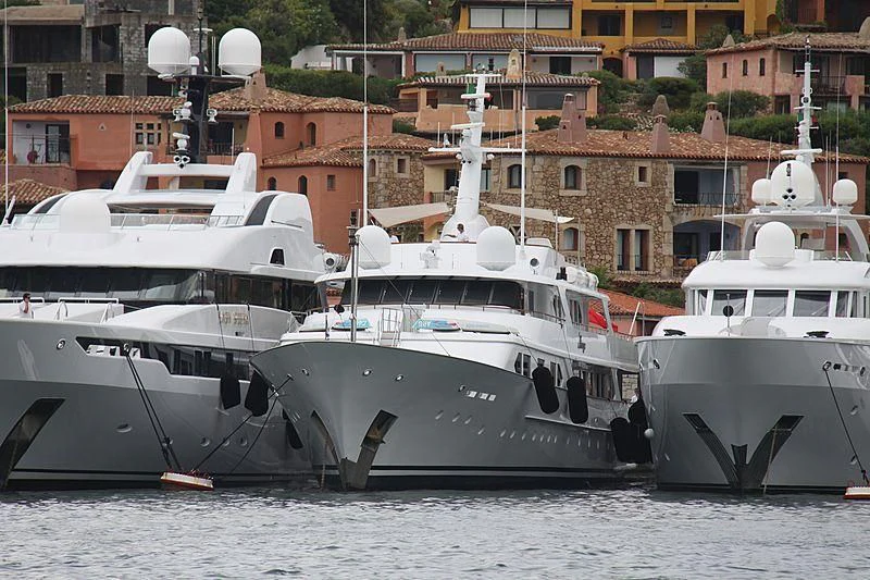 boats docked in a harbor aboard MIRAGE Yacht for Sale