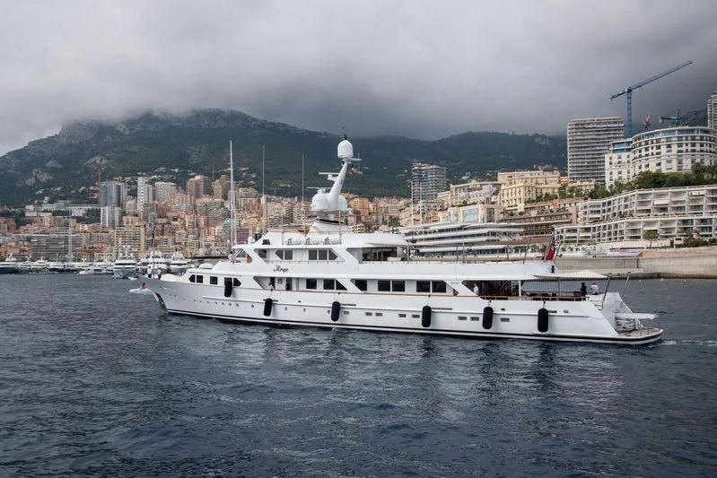 a white yacht in the water aboard MIRAGE Yacht for Sale