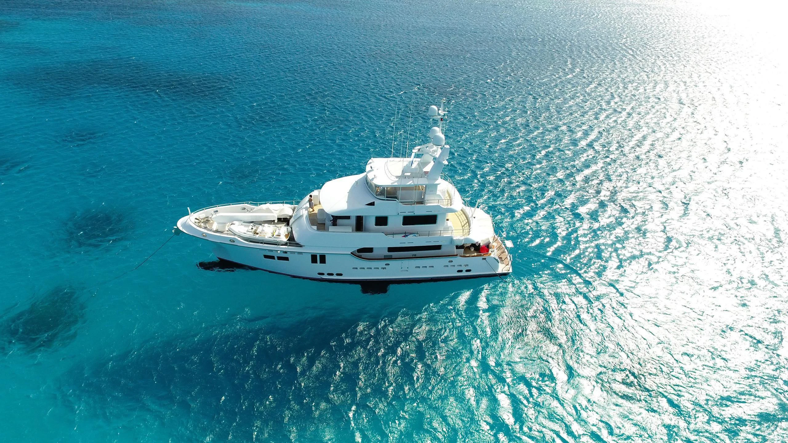 a white boat in the water aboard SALVATORE II Yacht for Sale