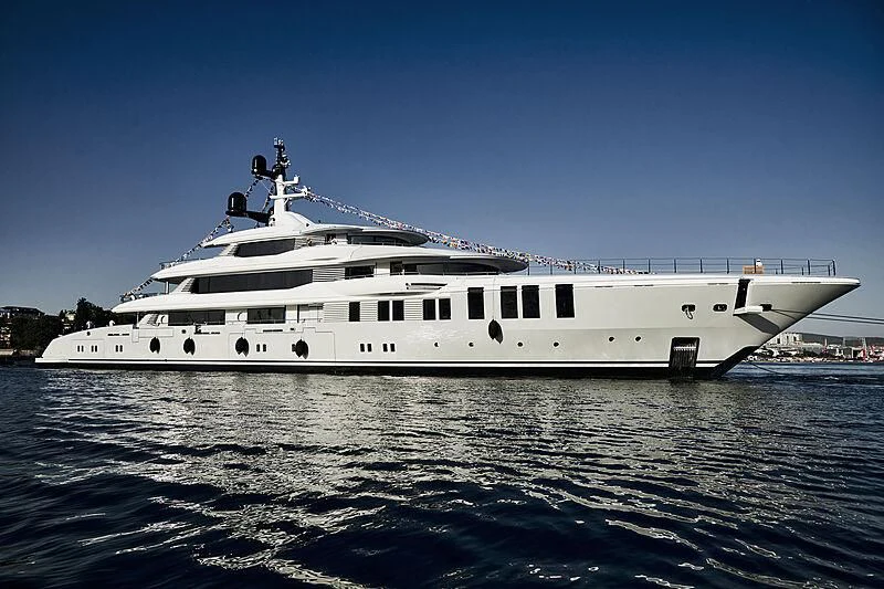 a large white yacht aboard ROE Yacht for Sale