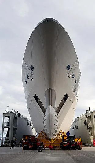 a large white rocket aboard ROE Yacht for Sale