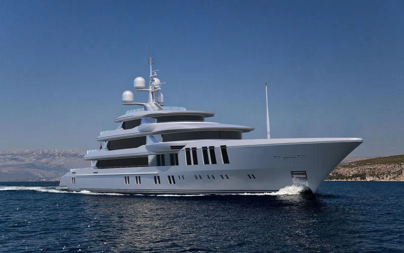a white yacht on the water aboard ROE Yacht for Sale