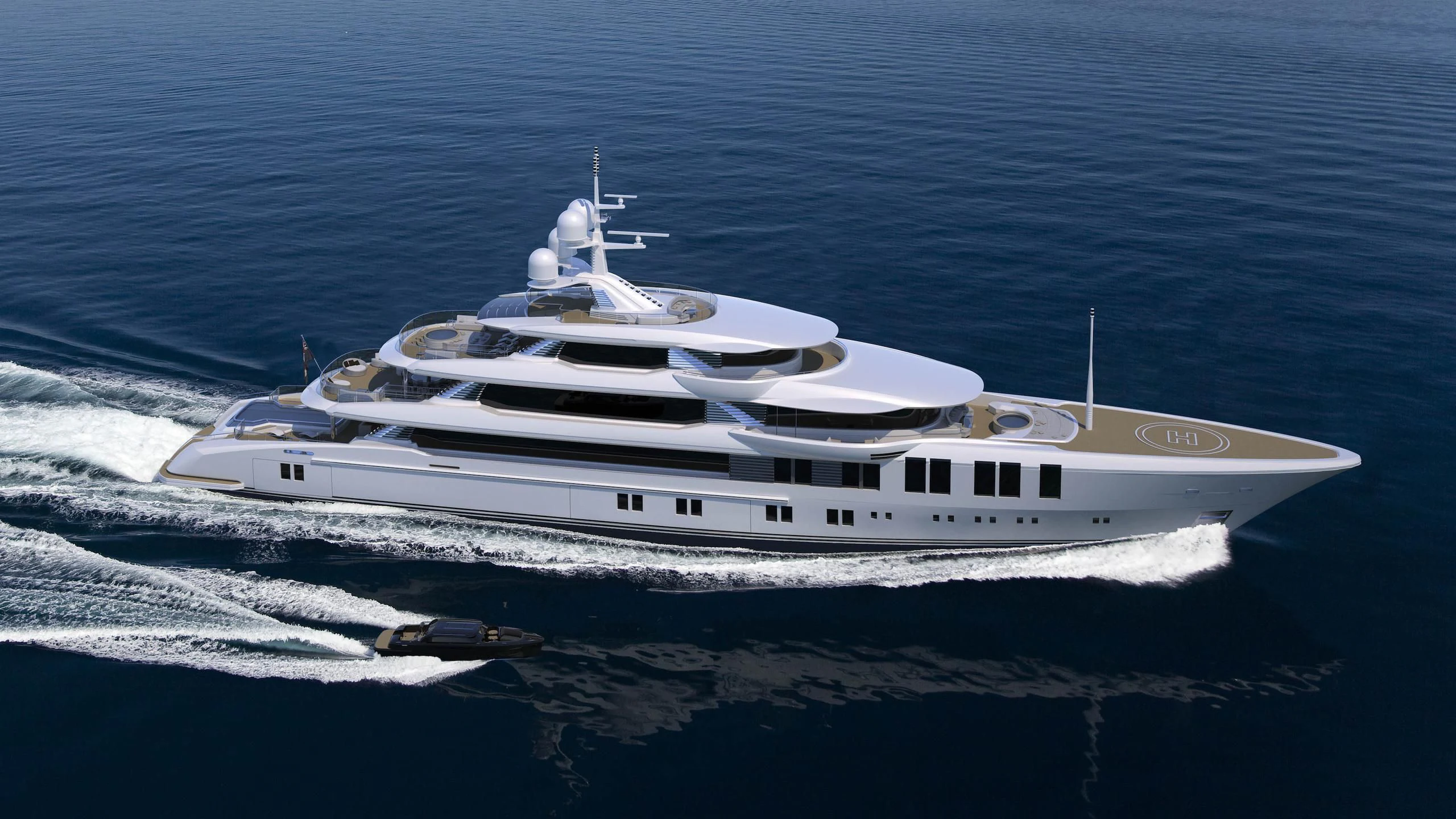 a white yacht on the water aboard ROE Yacht for Sale