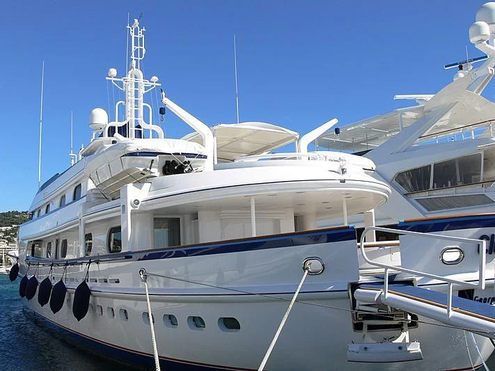 a large white boat aboard CLEOPATRA Yacht for Sale