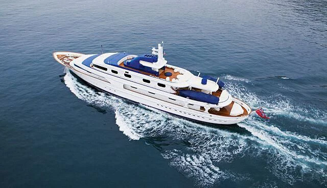 a white boat on the water aboard CLEOPATRA Yacht for Sale