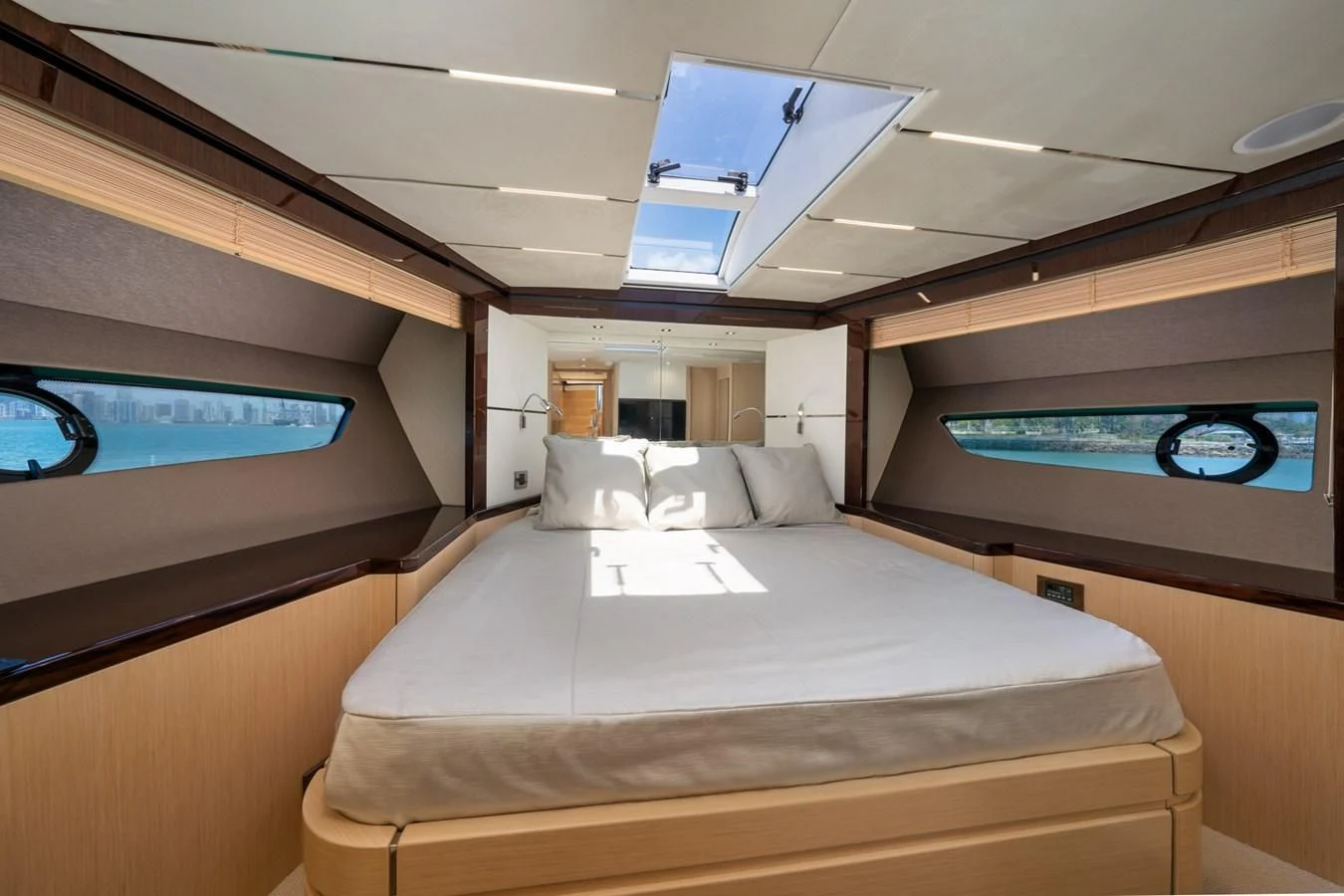 a bed in a room aboard SUNSEEKER PREDATOR 68 Yacht for Sale