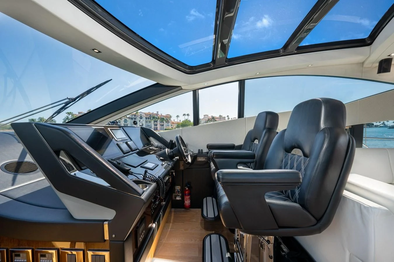 inside of a car aboard SUNSEEKER PREDATOR 68 Yacht for Sale