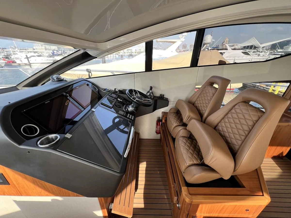 inside of a car aboard SUNSEEKER PREDATOR 68 Yacht for Sale