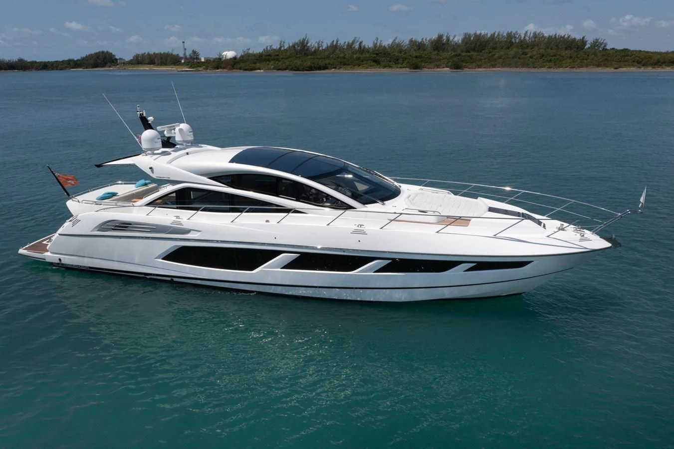 a white boat in the water aboard SUNSEEKER PREDATOR 68 Yacht for Sale