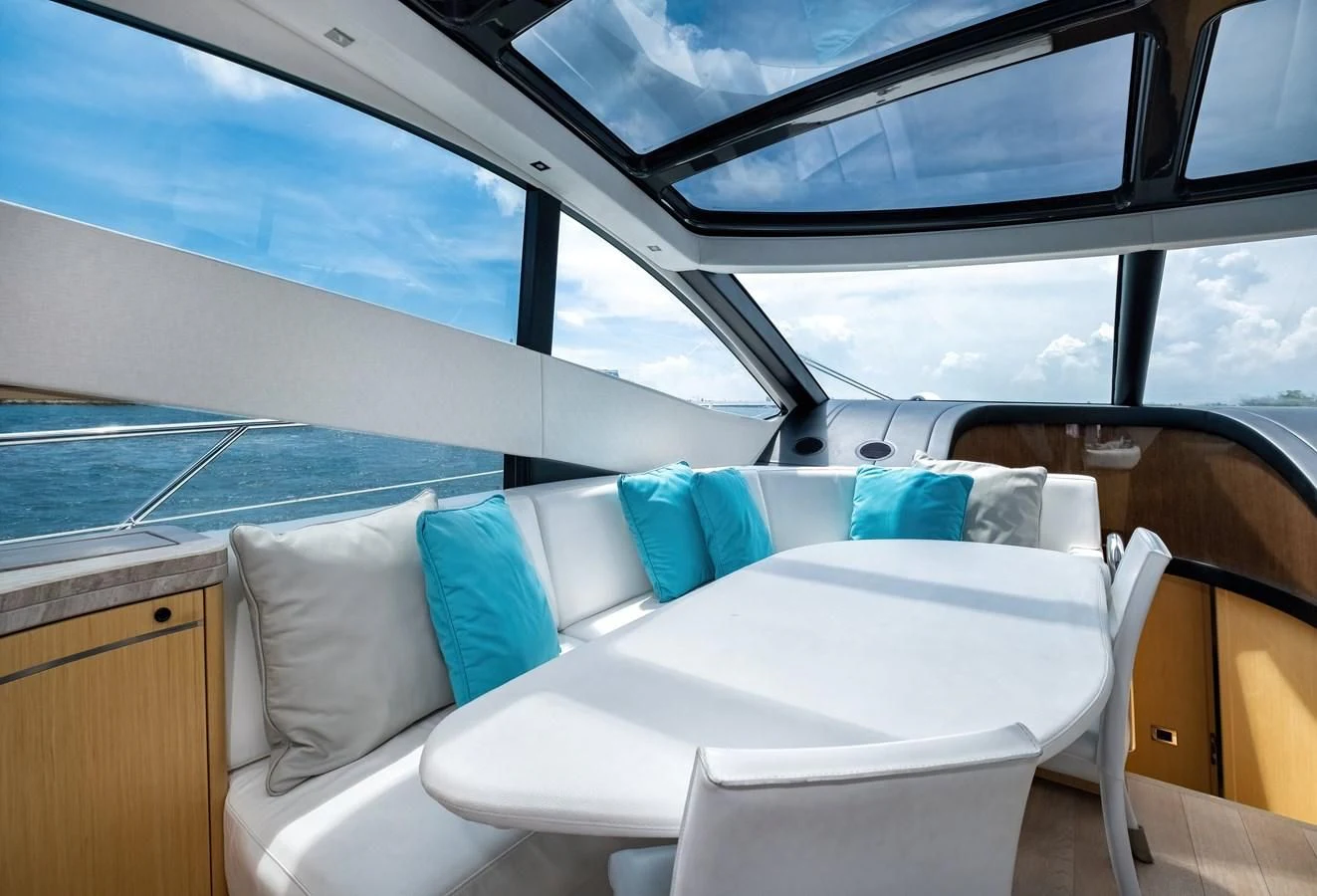 inside of a car aboard SUNSEEKER PREDATOR 68 Yacht for Sale