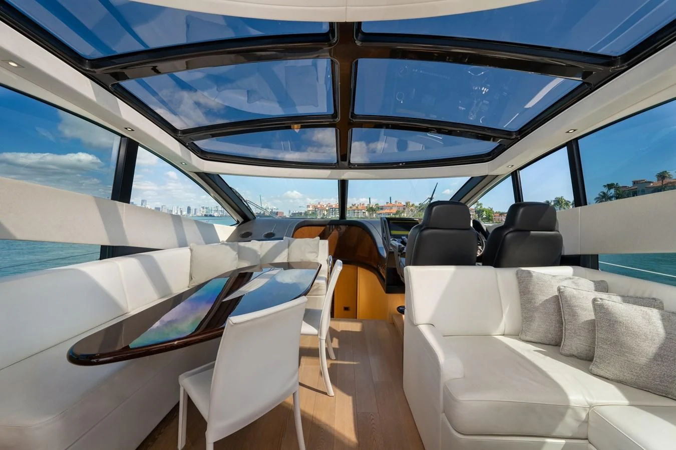 inside of a car aboard SUNSEEKER PREDATOR 68 Yacht for Sale