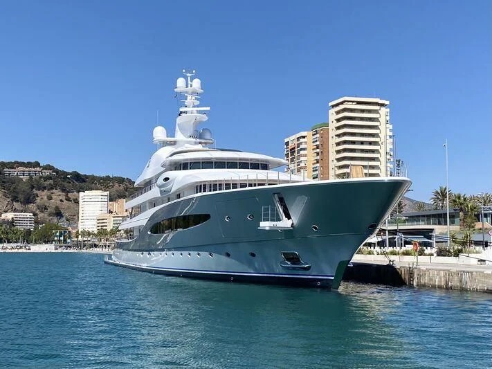 a large white boat in the water aboard MAYAN QUEEN IV Yacht for Sale