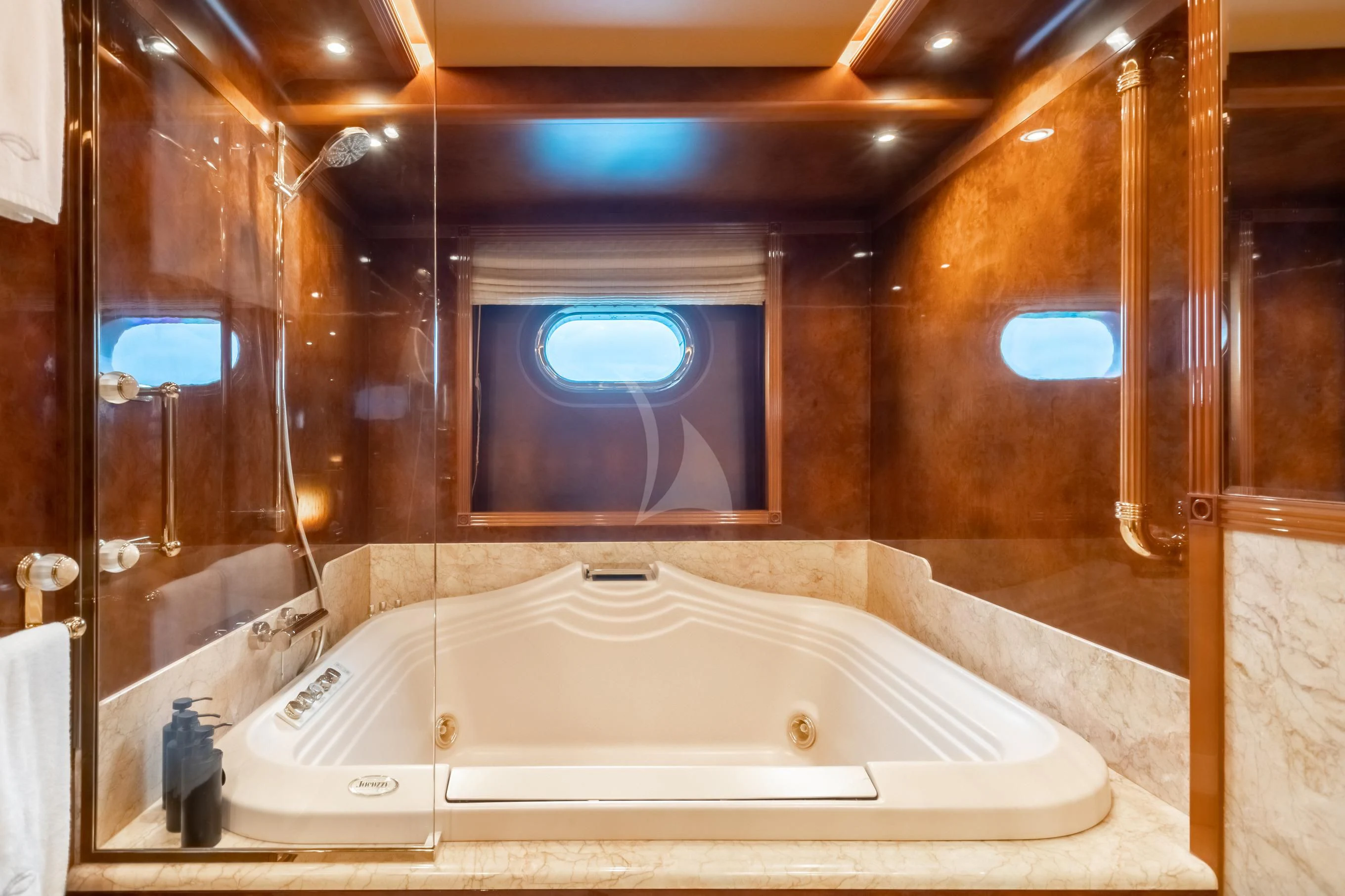a bathtub in a bathroom aboard AQUA MARE Yacht for Sale