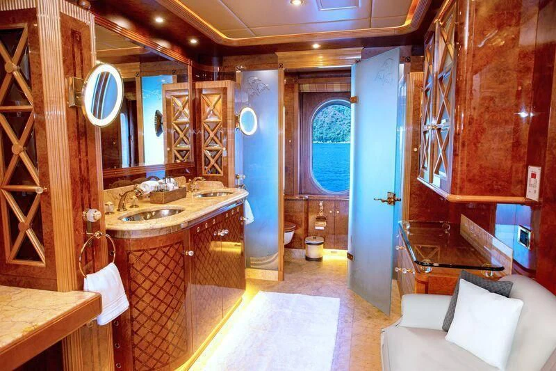 a kitchen with a sink and a counter aboard AQUA MARE Yacht for Sale