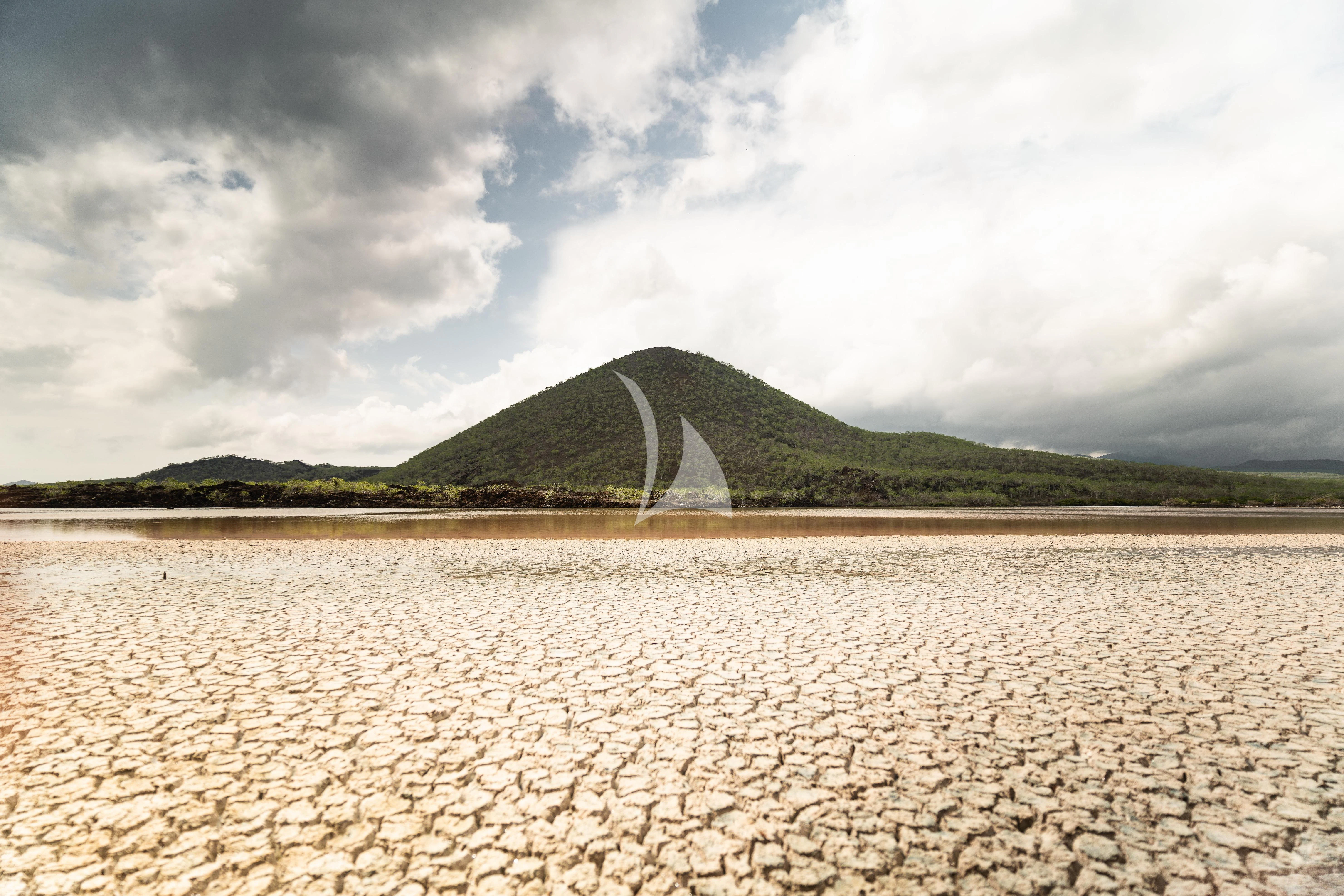 a large waterfall in a lake aboard AQUA MARE Yacht for Sale