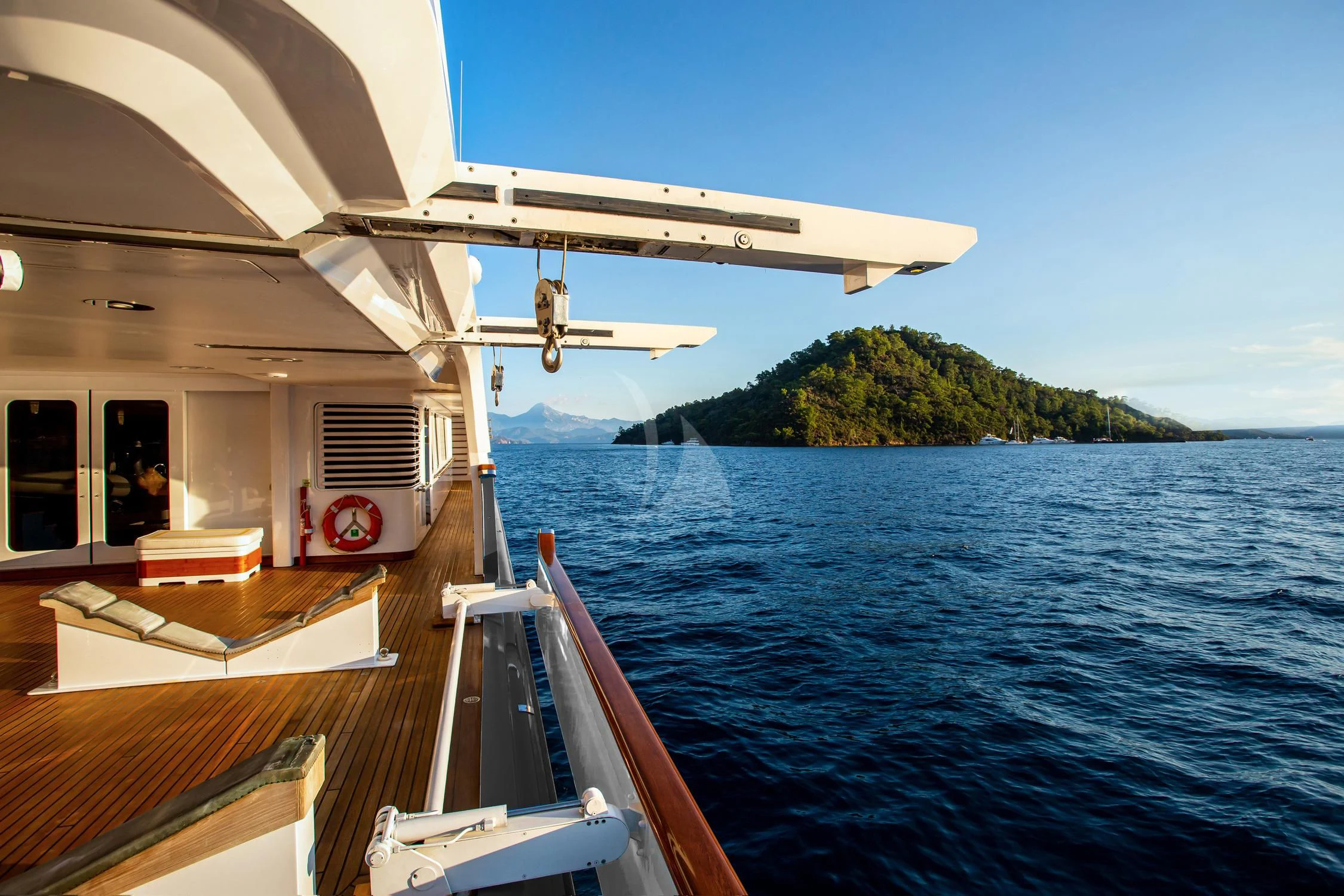 a boat on the water aboard AQUA MARE Yacht for Sale